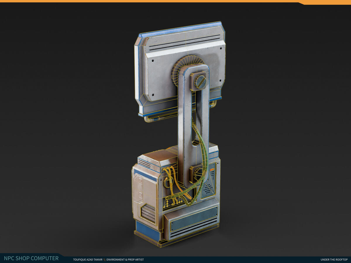 npc shop computer back wireframe render. npc shop computer back wireframe render.
